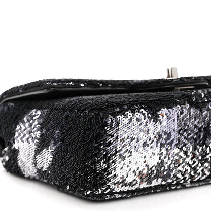 Chanel Sequin Mini Rectangular Single Flap Black Silver 9 of 10