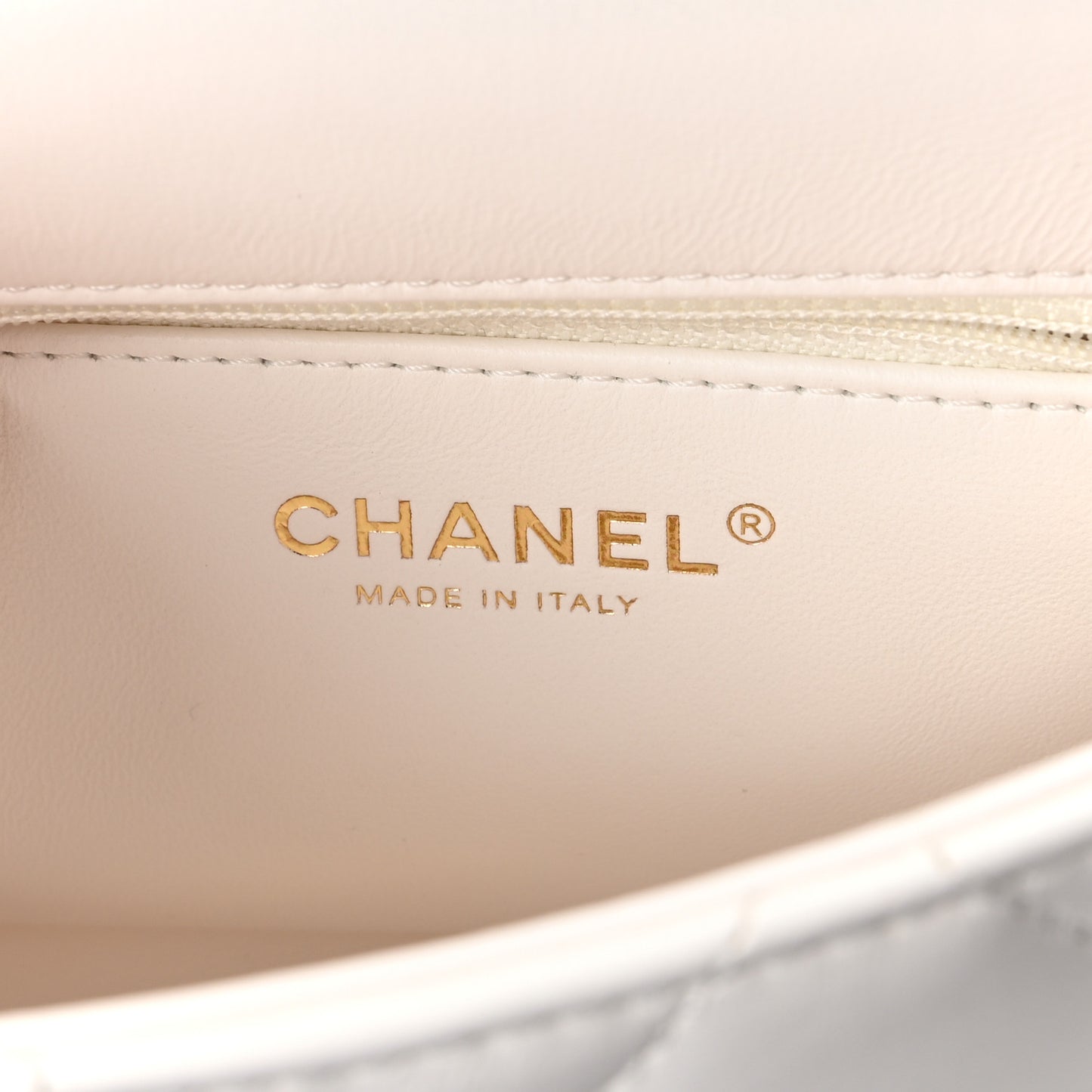 Shiny Lambskin Quilted Mini Coco Trip Flap Bag White