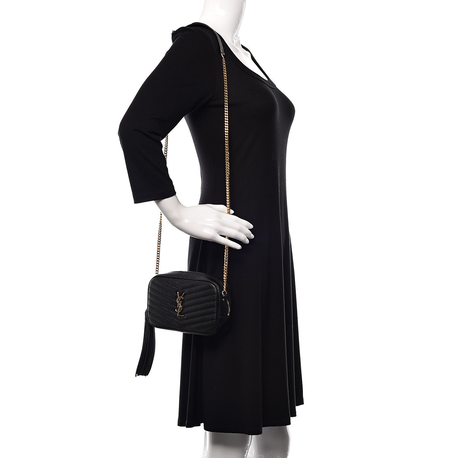 Saint Laurent Grain De Poudre Matelasse Monogram Mini Lou Camera Bag Black 2 of 10