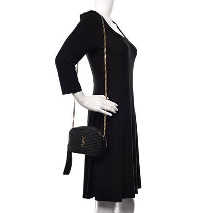 Saint Laurent Grain De Poudre Matelasse Monogram Mini Lou Camera Bag Black 2 of 10