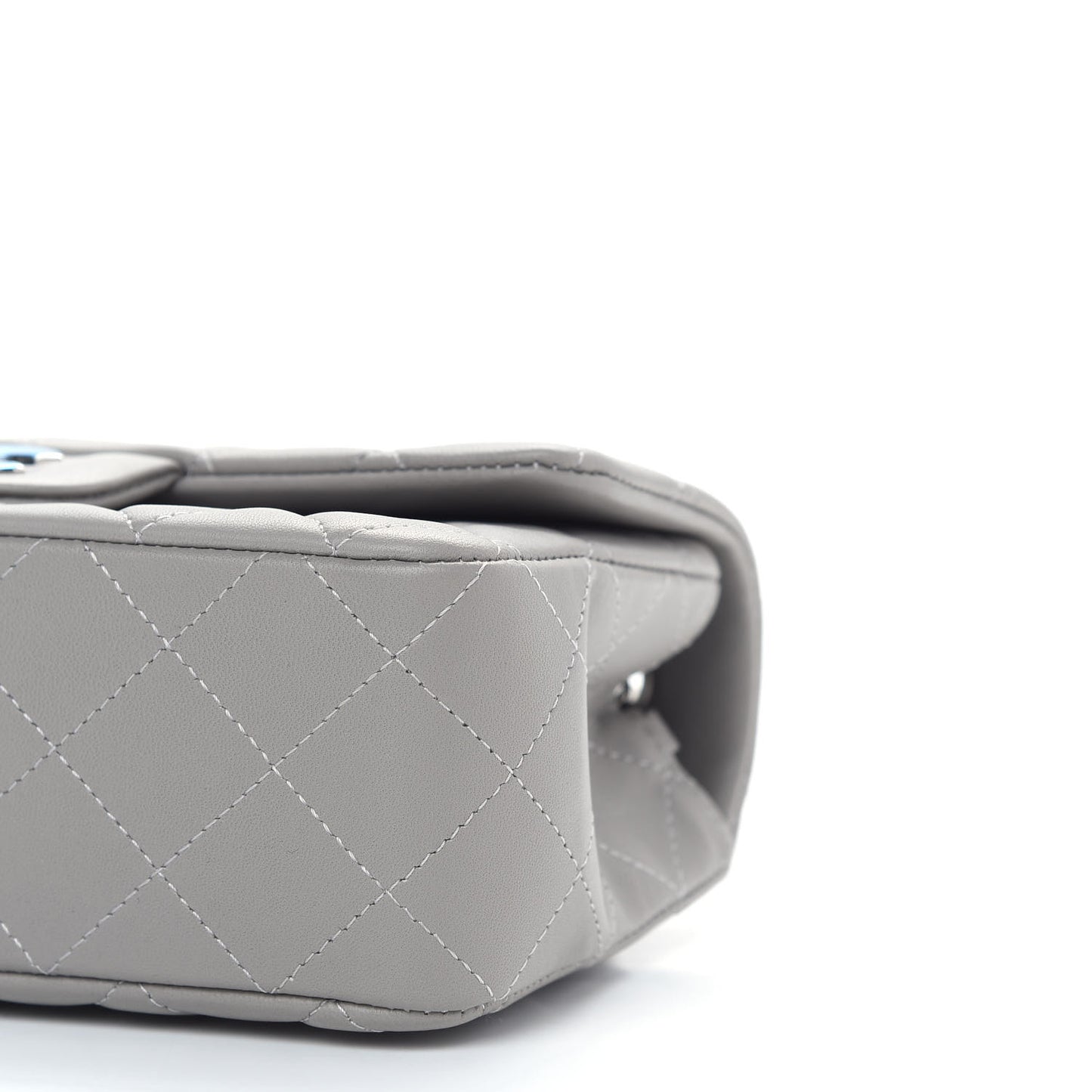 Lambskin Quilted Mini Rectangular Flap Grey