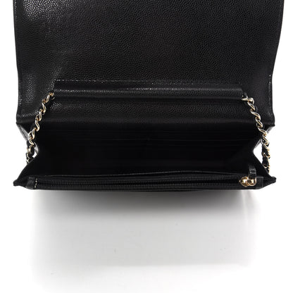 Chanel Caviar Camellia Embossed Wallet On Chain WOC Black 5 of 13