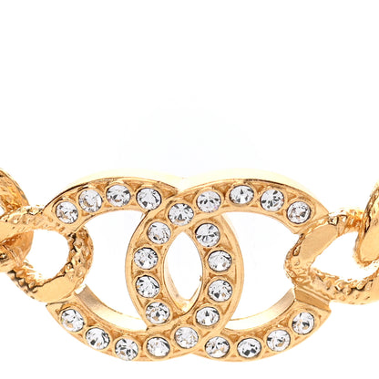 Chanel Crystal Chain Link CC Choker Necklace Gold 4 of 7