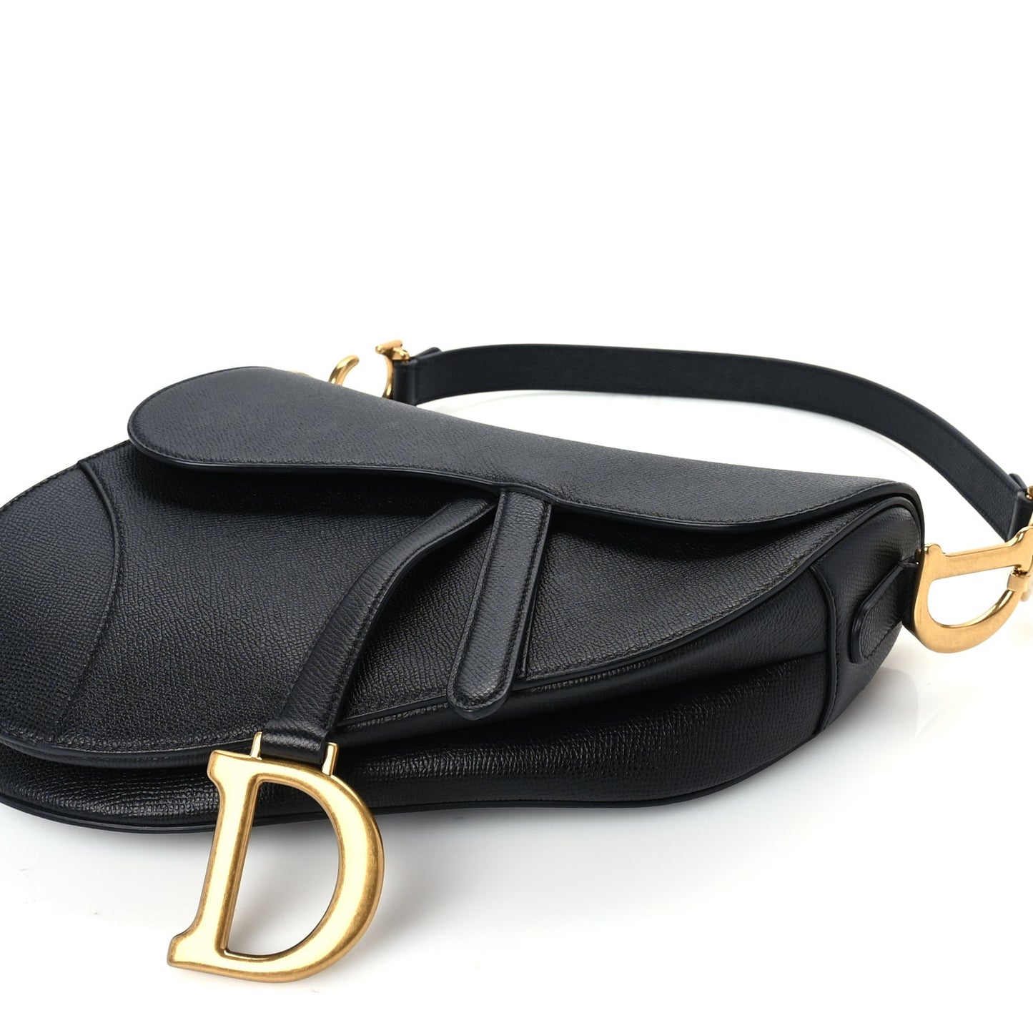 Grained Calfskin Saddle Bag  Black