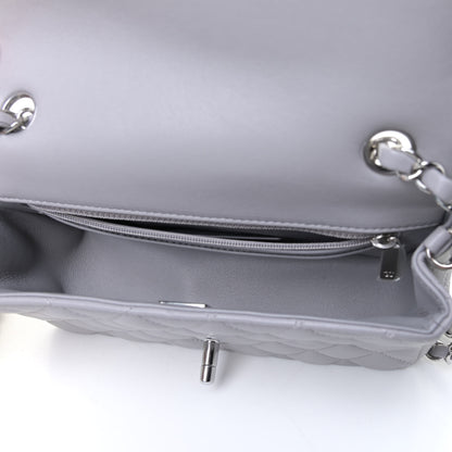 Chanel Lambskin Quilted Mini Rectangular Flap Grey 5 of 11
