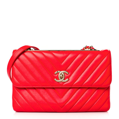Chanel Lambskin Chevron Quilted Medium Trendy CC Flap Red 1 of 9