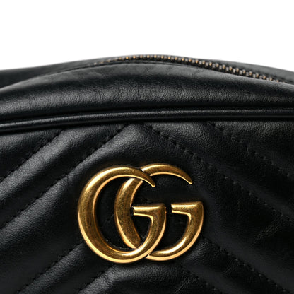 Gucci Calfskin Matelasse Mini GG Marmont Chain Shoulder Bag Black Black 7 of 9