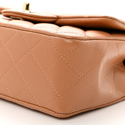 Chanel Lambskin Quilted Mini Top Handle Rectangular Flap Dark Beige 10 of 10