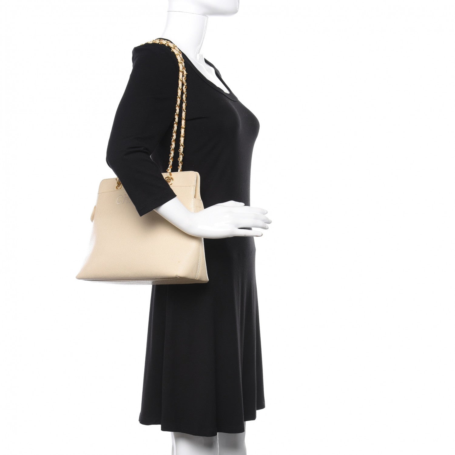 Chanel Caviar Shoulder Bag Light Beige 2 of 13