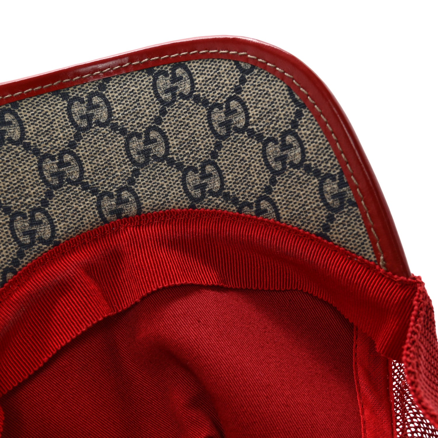 Gucci GG Supreme Monogram Baseball Hat S Beige Red Multicolor 9 of 13