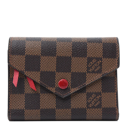 Louis Vuitton Damier Ebene Victorine Wallet Red 1 of 12