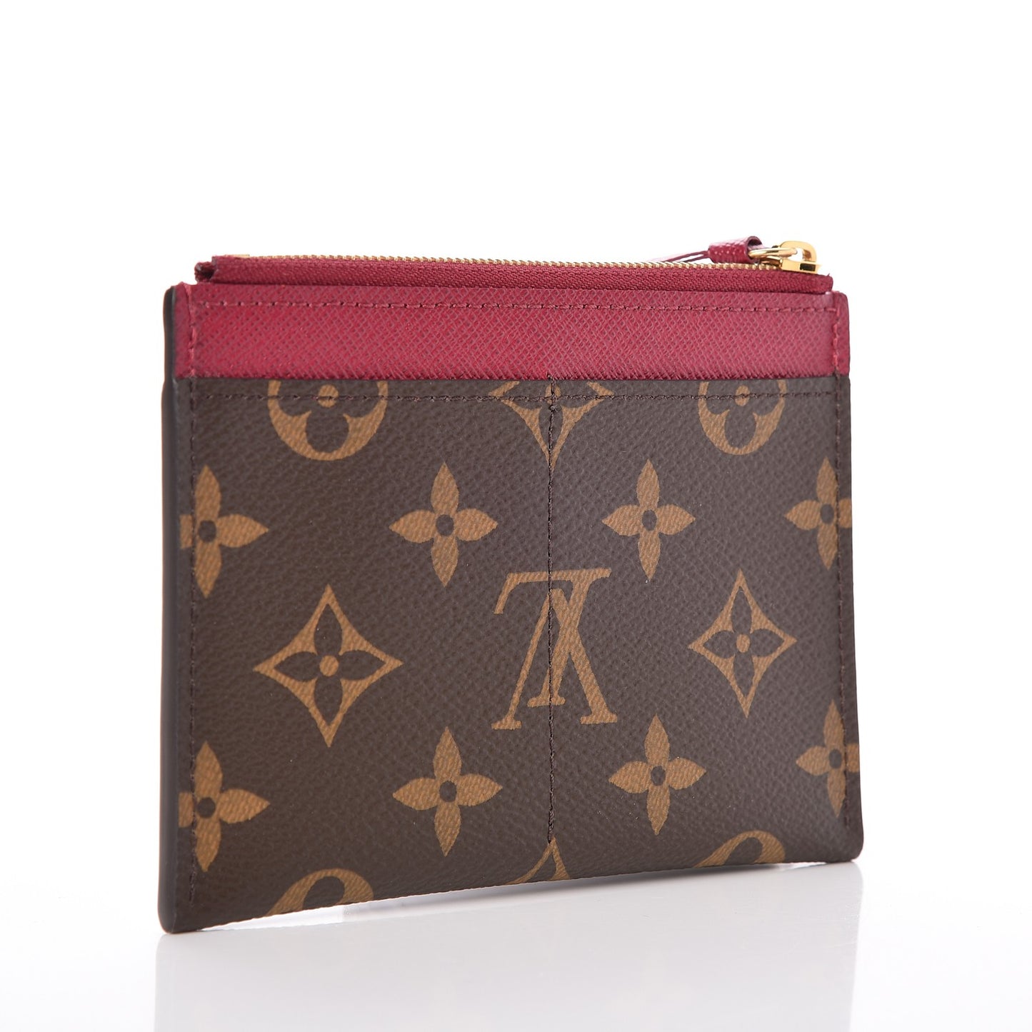 Monogram Zipped Card Holder Fuchsia