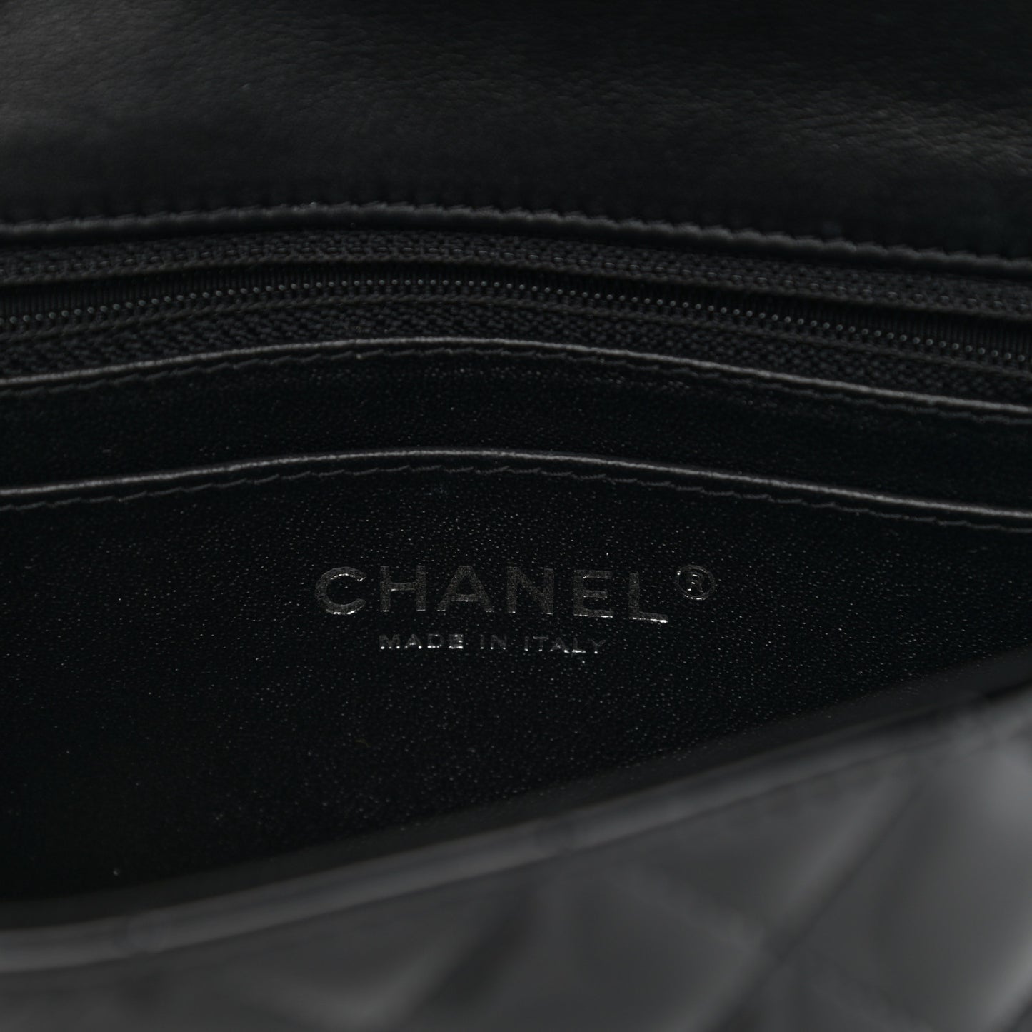 Patent Calfskin Quilted Mini Rectangular Flap Black