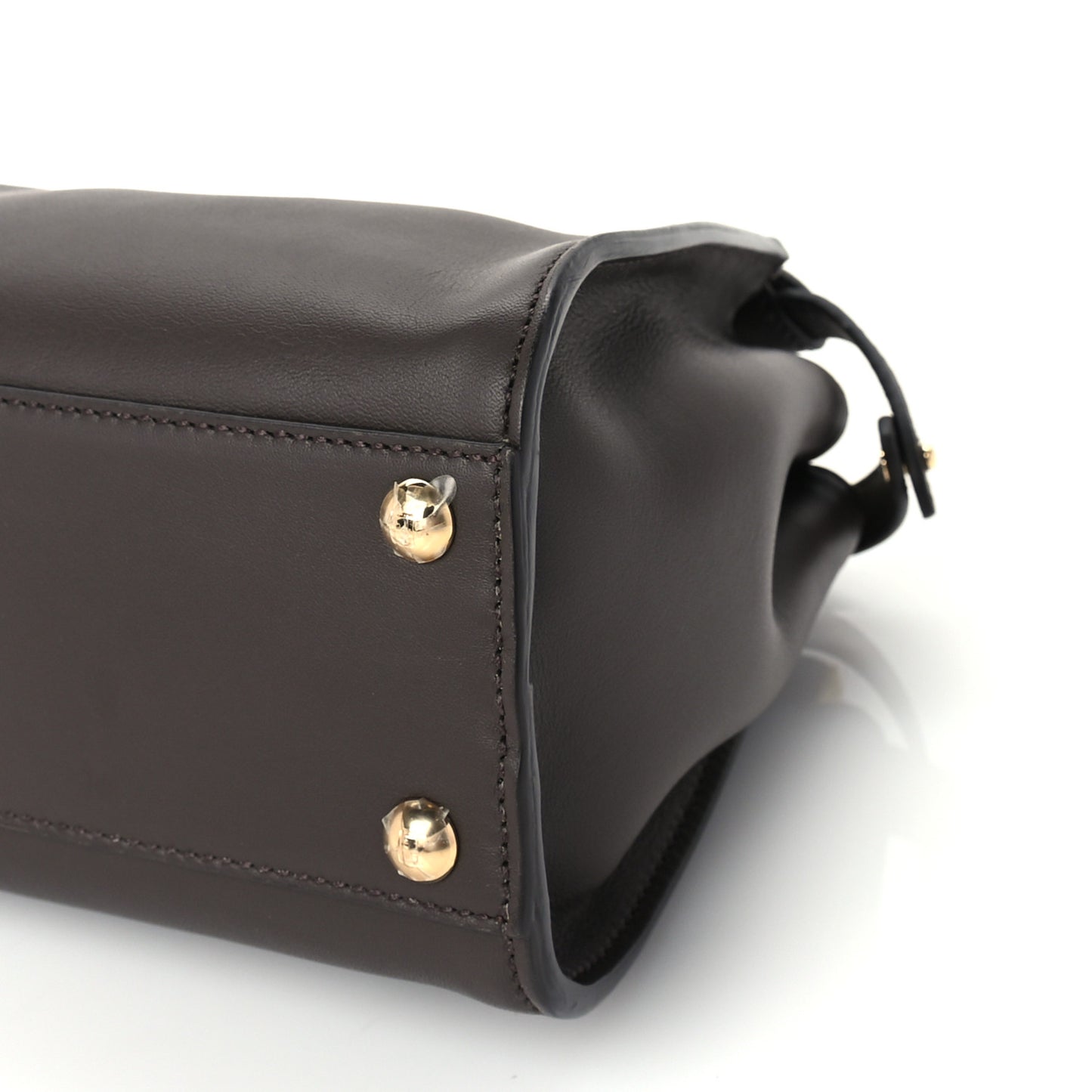 Vitello Seta Suede FF Mini Peekaboo Iconic Satchel Chocolate Sigaro Marrone