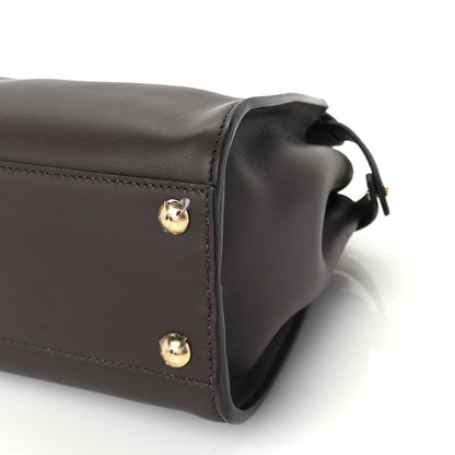 Fendi Vitello Seta Suede FF Mini Peekaboo Iconic Satchel Chocolate Sigaro Marrone 8 of 8