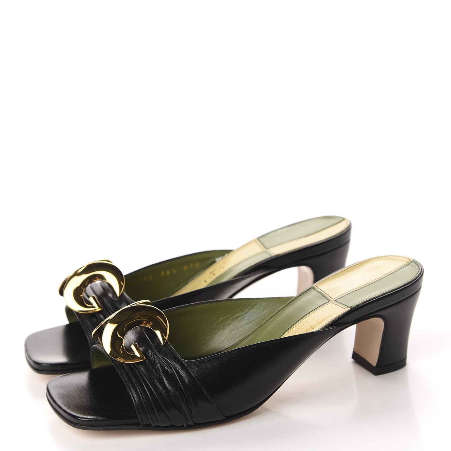 Malaga Kid Half Moon GG Square Toe Slide Sandals 36.5 Black