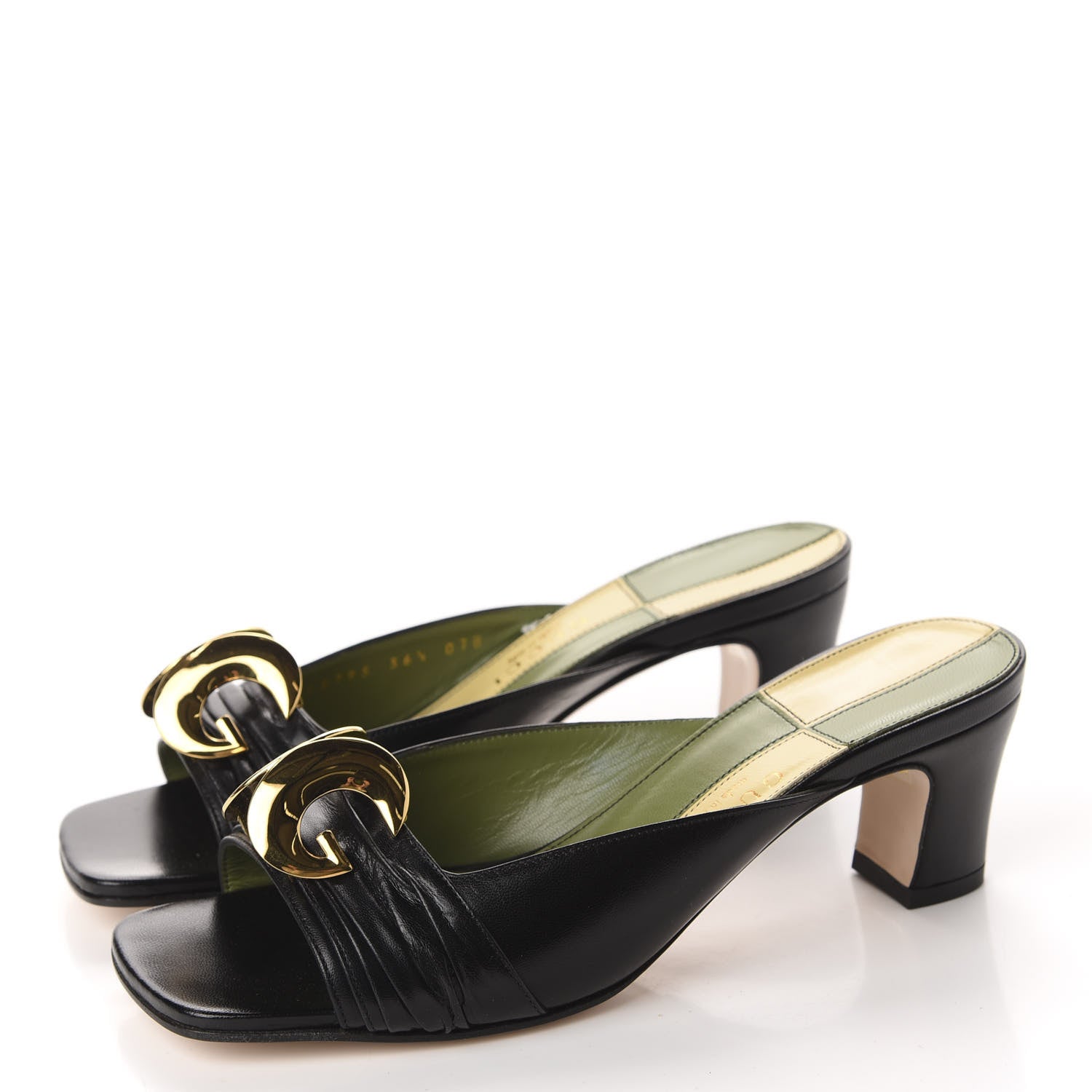 Gucci Malaga Kid Half Moon GG Square Toe Slide Sandals 36.5 Black 3 of 9