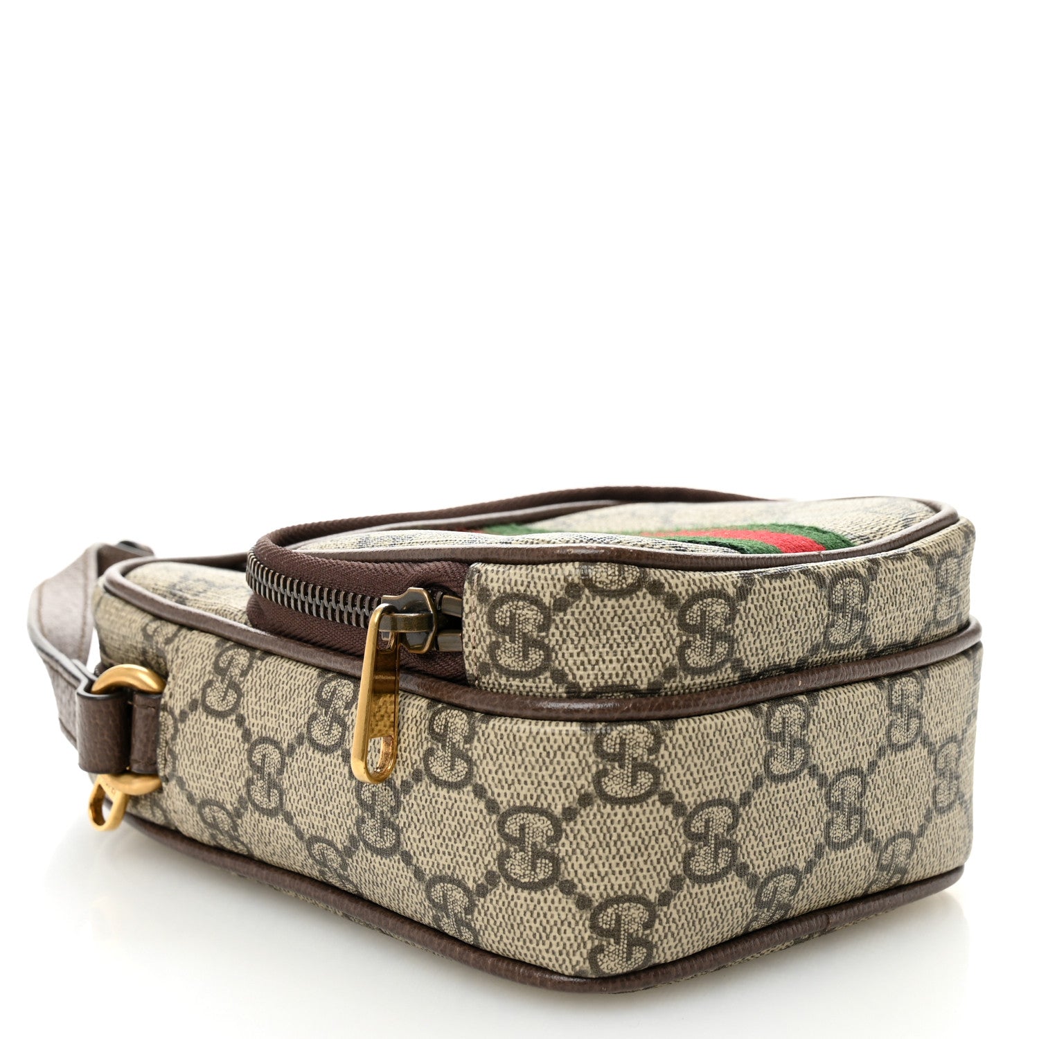 Gucci GG Supreme Monogram Web Mini Ophidia Double Zip Messenger Bag Beige New Acero 4 of 13