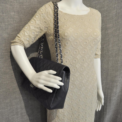 Chanel Caviar Jumbo Single Flap Navy Blue 2 of 9