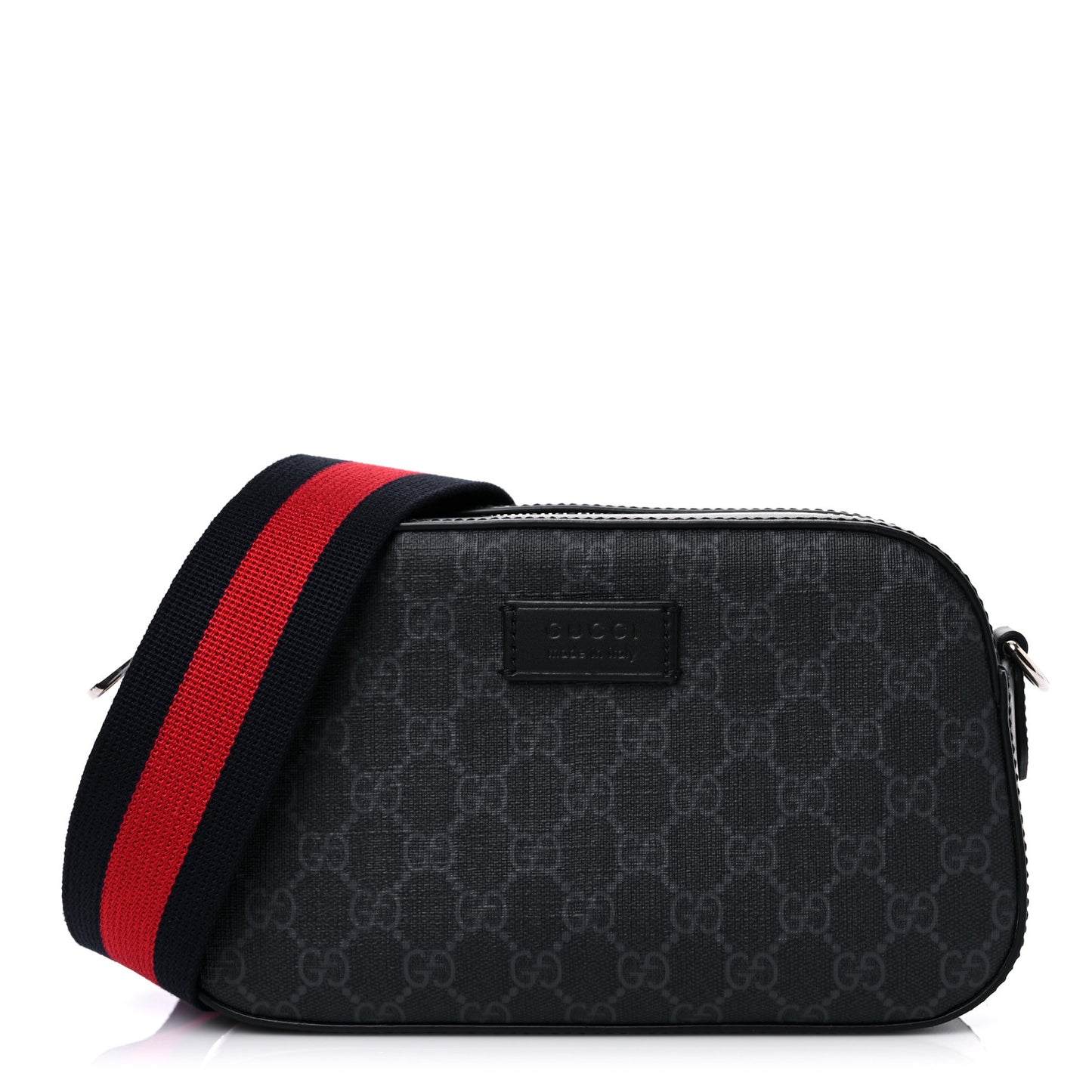 GG Supreme Monogram Web Shoulder Bag Black Grey