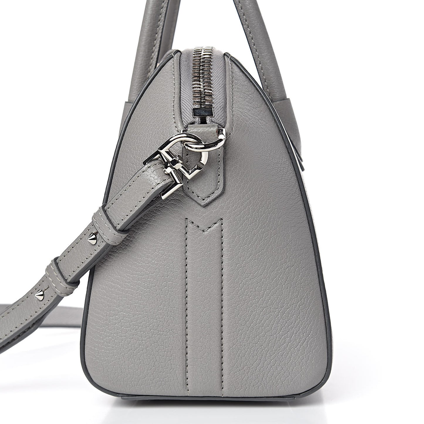 Sugar Goatskin Mini Antigona Pearl Grey