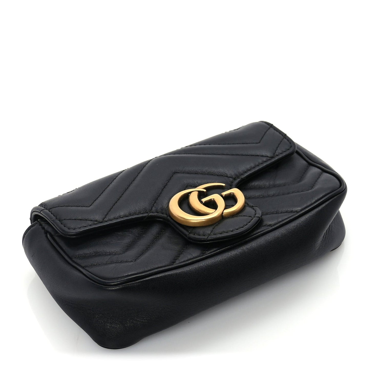 Calfskin Matelasse Super Mini GG Marmont Shoulder Bag  Black