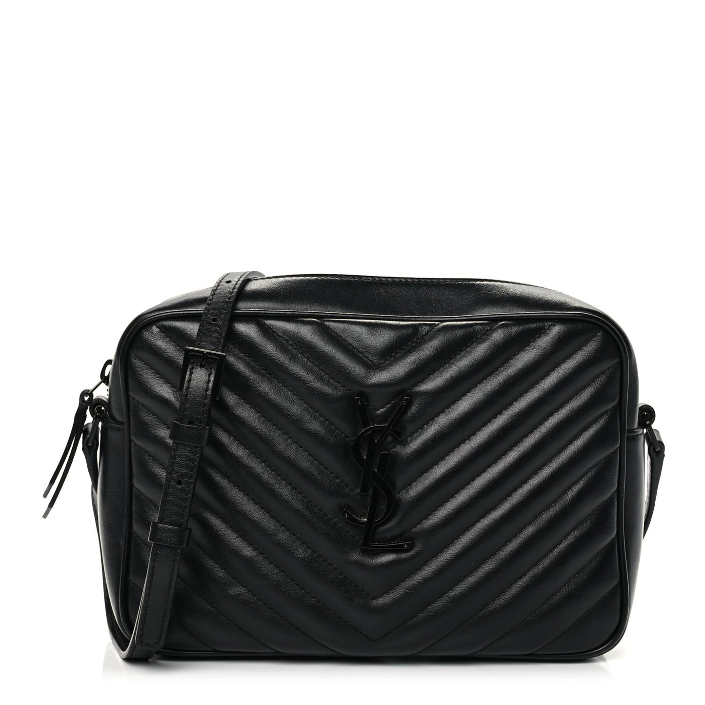 Calfskin Matelasse Monogram Monochrome Lou Camera Bag Black