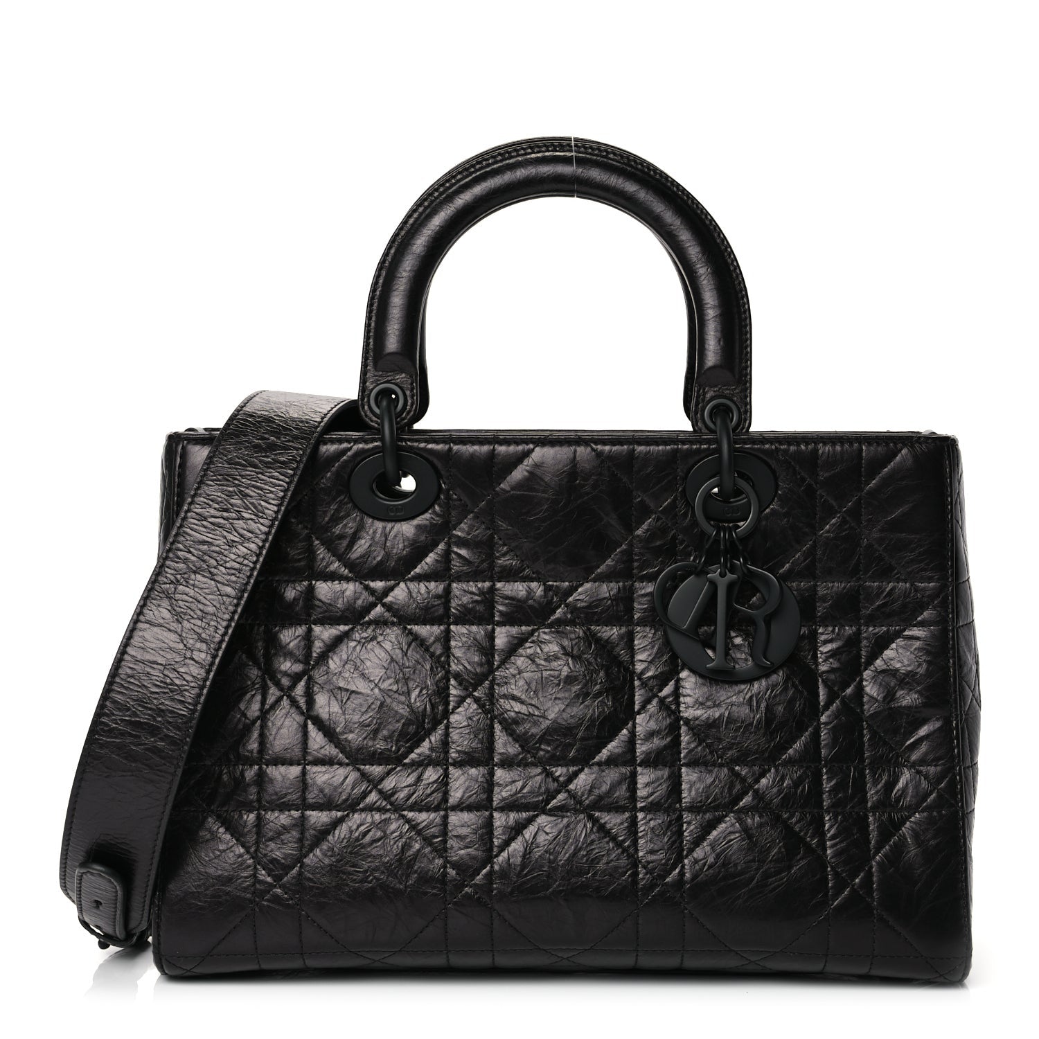 Christian Dior Crinkled Calfskin Macrocannage Medium My ABCDior Lady D-Sire Black 1 of 10