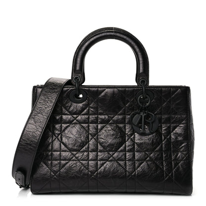Christian Dior Crinkled Calfskin Macrocannage Medium My ABCDior Lady D-Sire Black 1 of 10
