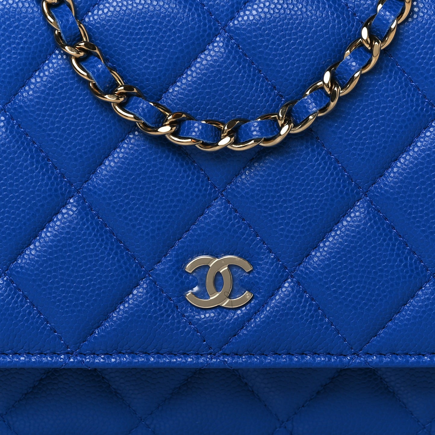 Caviar Quilted Wallet On Chain WOC Blue