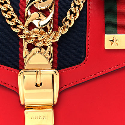Gucci Calfskin Mini Sylvie Chain Shoulder Bag Hibiscus Red 5 of 10