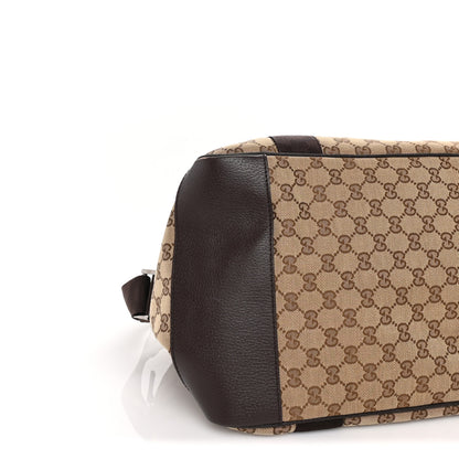 Gucci Monogram Dollar Calfskin Large Boston Duffle Bag  Beige Ebony Testa di Moro Marrone Scuro 7 of 8