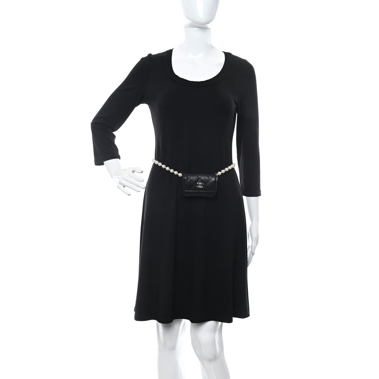 Chanel Lambskin Quilted Pearl Chain Belt Bag Black 2 of 11