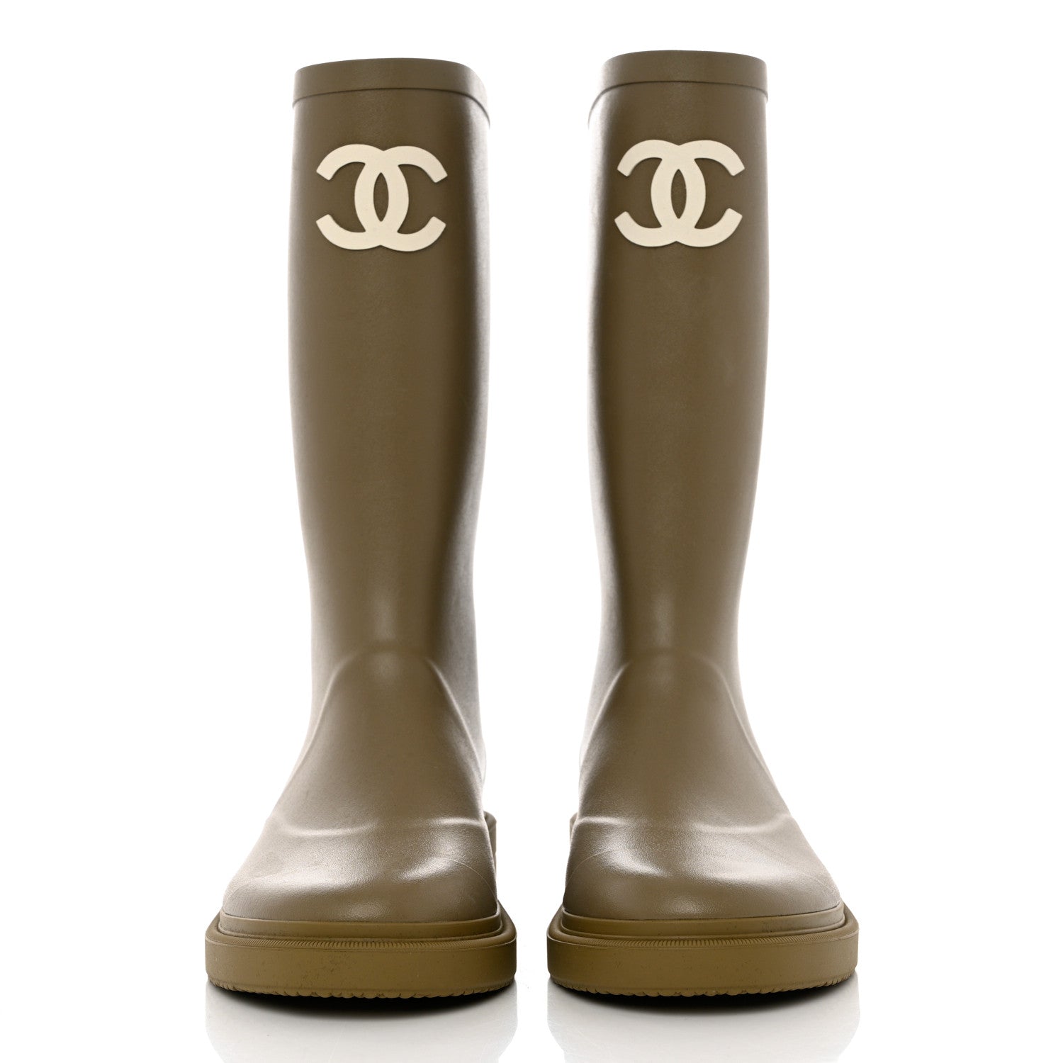Chanel Caoutchouk CC High Boots 37 Dark Beige 2 of 9
