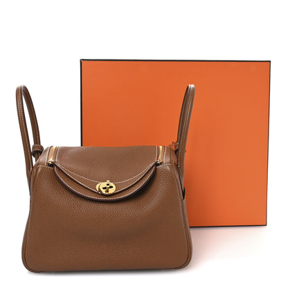 Hermes Taurillon Clemence Lindy 26 Gold 11 of 11