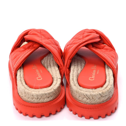 Christian Dior Calfskin Cannage Dtwist Espadrille Platform Sandals 37  Orange 5 of 7