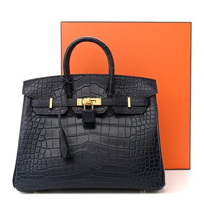 Hermes Matte Alligator Birkin 25 Bleu Indigo 11 of 11