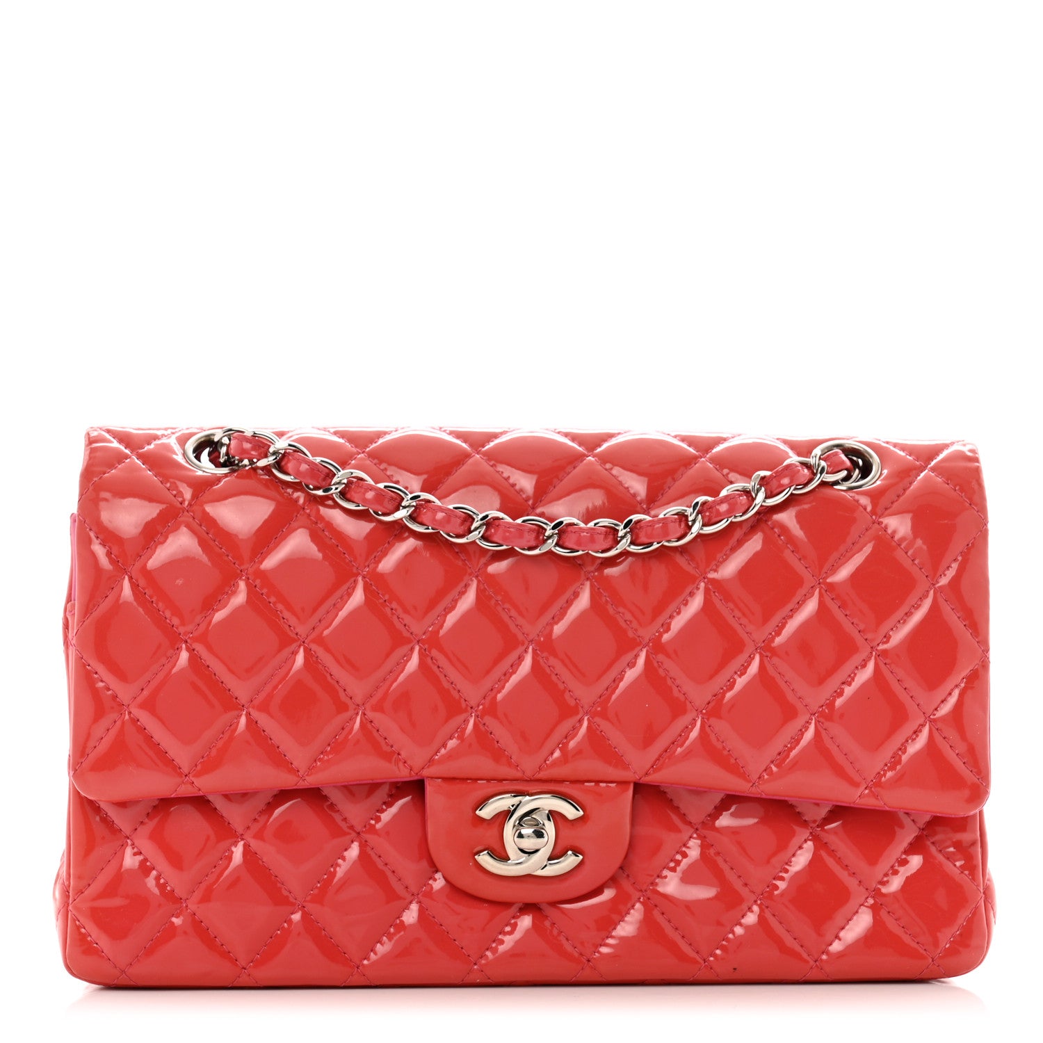 Chanel Patent Quilted Medium Double Flap Pink 1 of 14