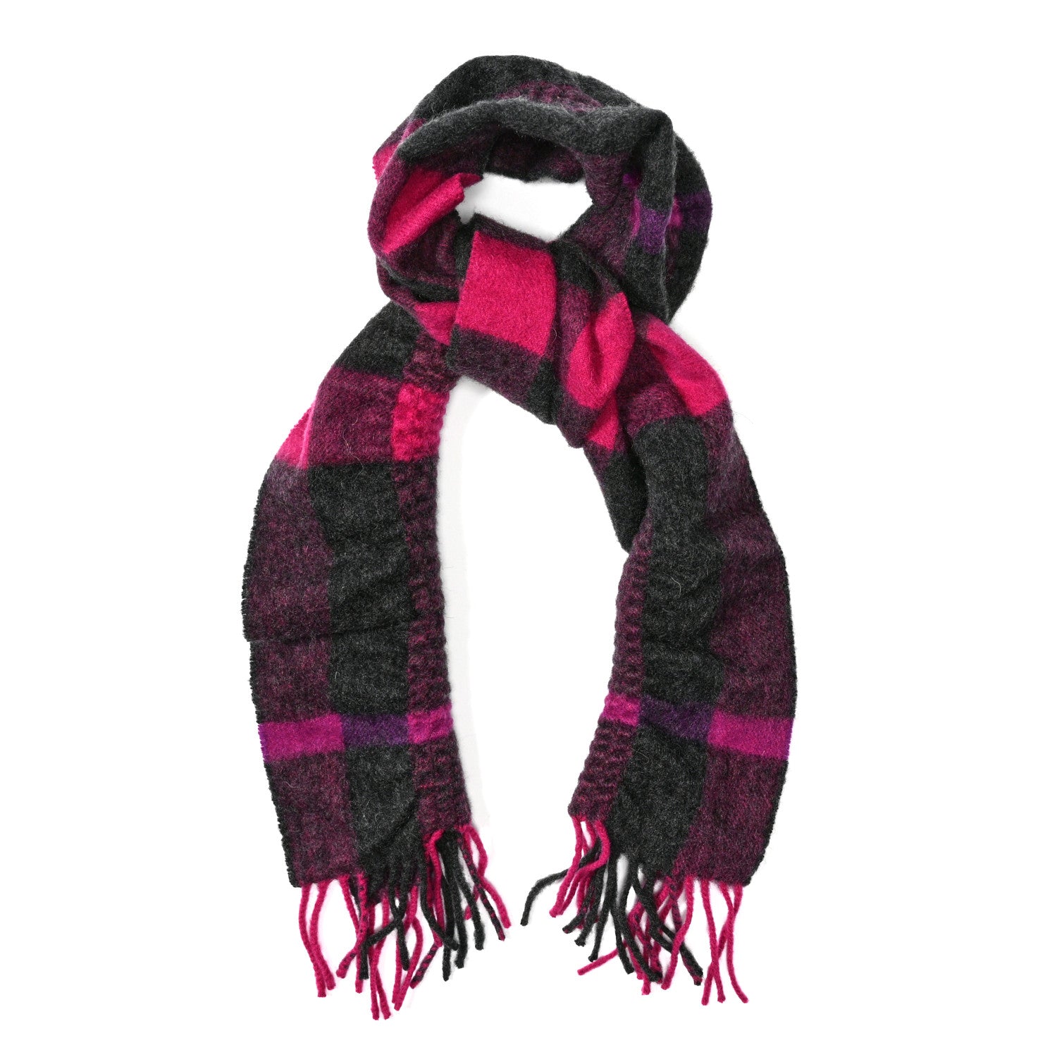 Burberry Cashmere Check Fringe Scarf Pink 1 of 4