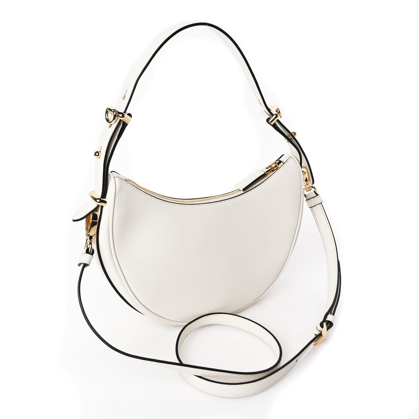 Soft Calfskin Mini Arque Shoulder Bag White