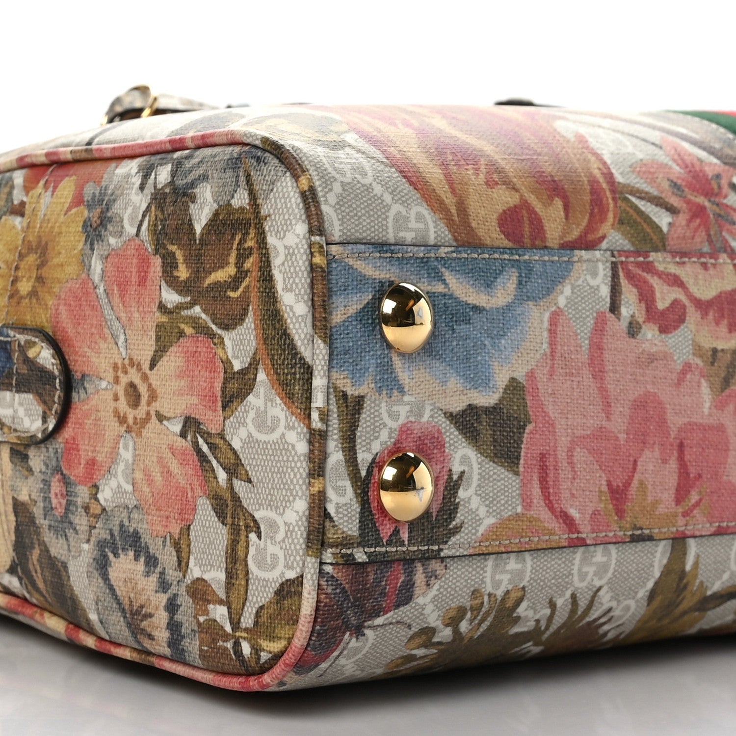 Gucci GG Supreme Monogram Water Flora Web Medium Ophidia Top Handle Duffle Bag White Multicolor 8 of 9