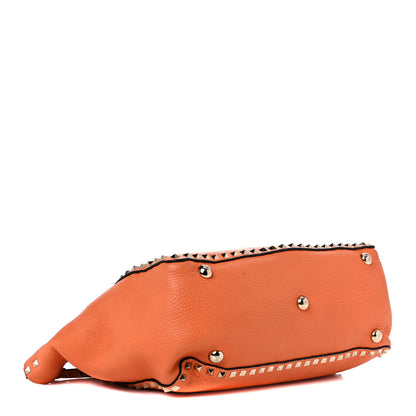 Valentino Garavani Pebbled Calfskin Medium Rockstud Tote Melon Sorbet 3 of 14