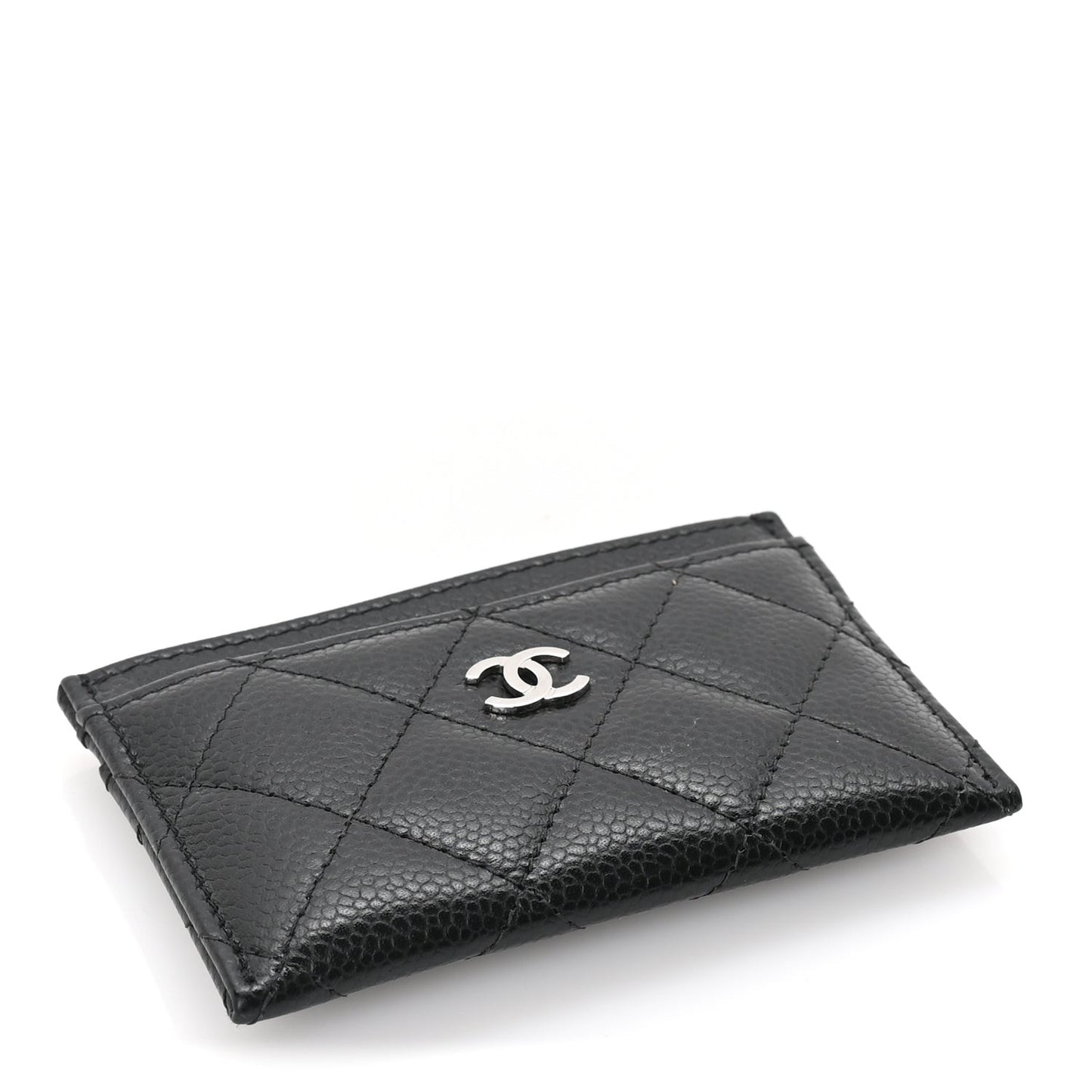 Caviar Quilted Card Holder  Black