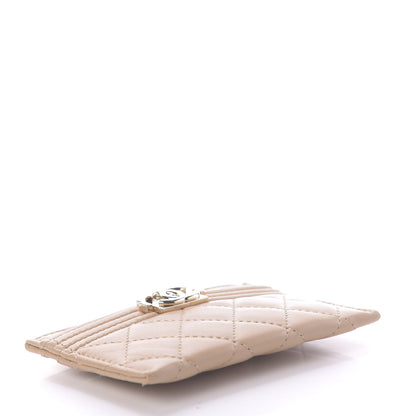 Chanel Lambskin Quilted Boy Card Holder Beige 4 of 10