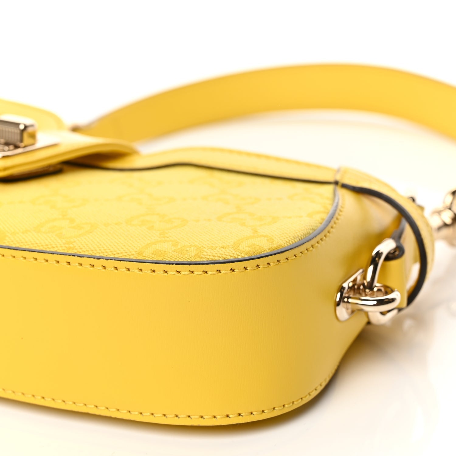 Gucci Calfskin Monogram Mini Moon Side Shoulder Bag Yellow 10 of 11