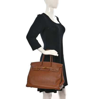 Hermes Taurillon Clemence Birkin 35 Gold 2 of 25