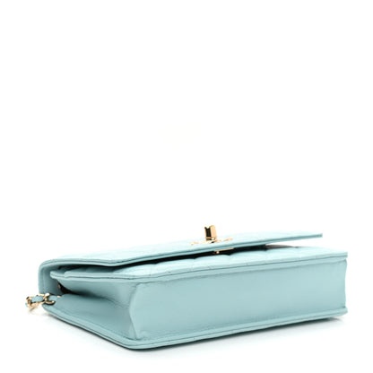 Chanel Lambskin Quilted Trendy CC Wallet On Chain WOC Light Blue 4 of 9
