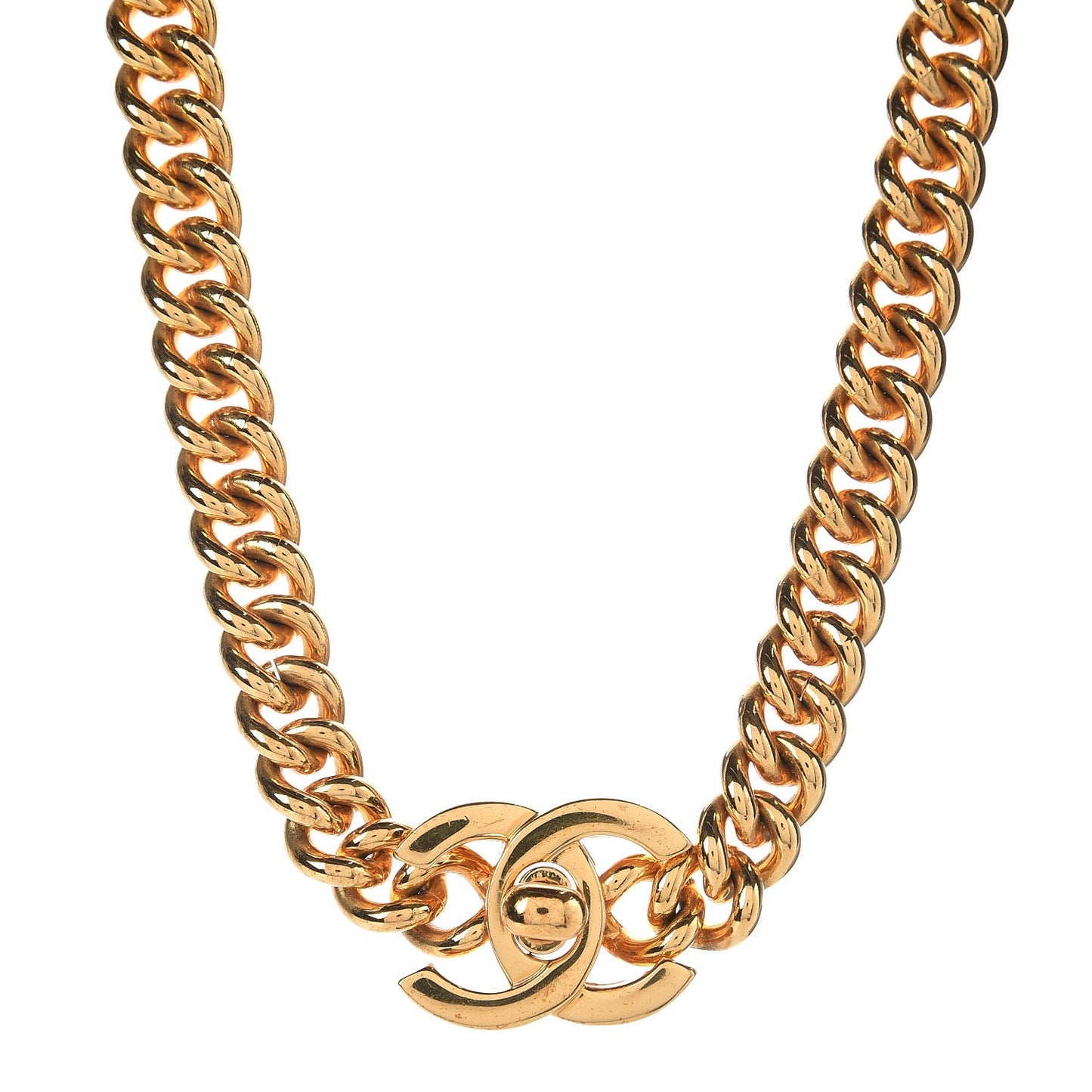 Chain Link CC Choker Necklace Gold