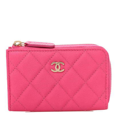 Chanel Caviar Quilted Zipped Key Holder Case Pink 1 of 10