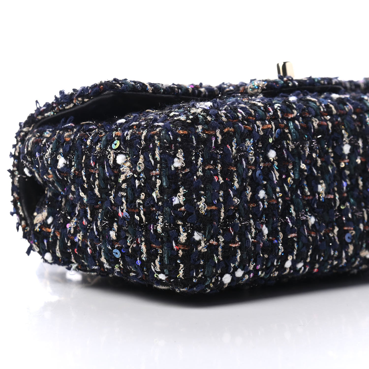 Chanel Glittered Tweed Quilted Mini Rectangular Flap Navy Blue Mulitcolor 8 of 9